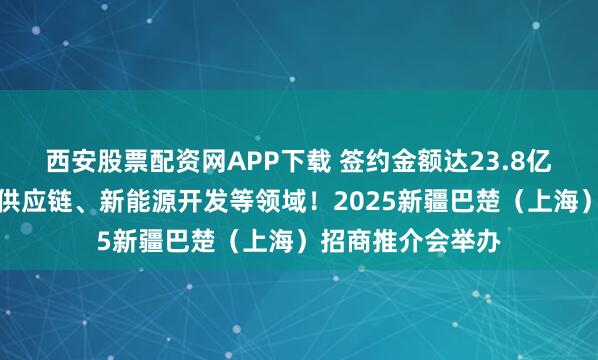 西安股票配资网APP下载 签约金额达23.8亿元，覆盖农产品供应链、新能源开发等领域！2025新疆巴楚（上海）招商推介会举办