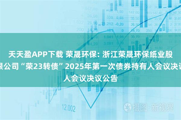 天天盈APP下载 荣晟环保: 浙江荣晟环保纸业股份有限公司“荣23转债”2025年第一次债券持有人会议决议公告