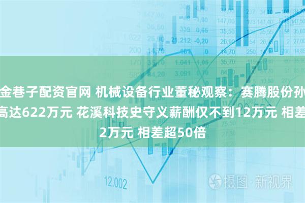 金巷子配资官网 机械设备行业董秘观察：赛腾股份孙丰薪酬高达622万元 花溪科技史守义薪酬仅不到12万元 相差超50倍